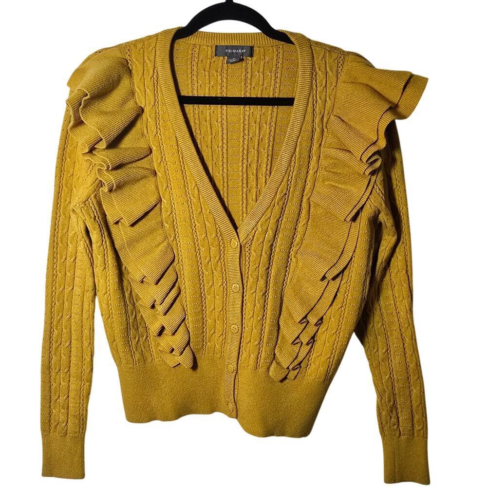 Primark Gold Cable Knit Sweater Ruffle Pleats
Feminine Women's Size Medium